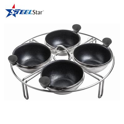 China Viable Stainless Steel Egg Poachers Egg Boiler with 4-6pcs Nonstick Egg Cup with Full Nonstick Coating for sale