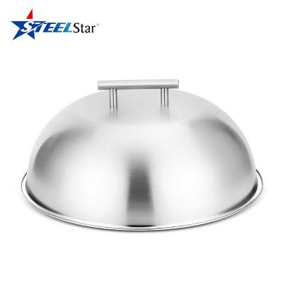 China Stainless Steel BBQ Cheese Crucible Dustproof Large Size Cover Integrated Lid For Stove Cloche for sale