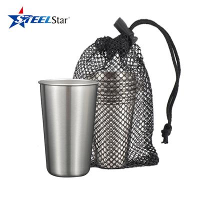 China Disposable Stainless Steel Cup Cold Drink Set Tumbler Cups Good For Drinking Beer Water And Soft Drinks Comes With Carry Bag For Camping for sale