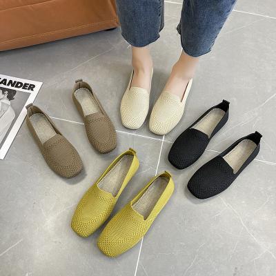 China Hot Sales Flat Adjust Toe Comfortable Fly Knitting Women Flats Shoes Ballet Ladies Leading Office Shoes for sale