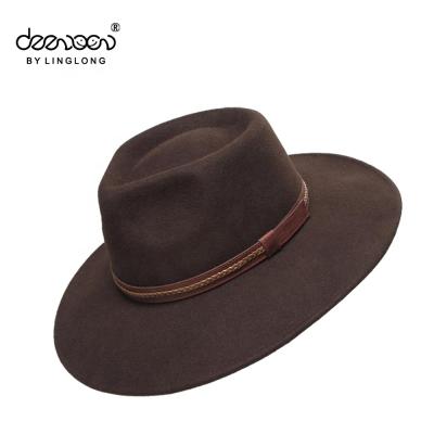 China Men's COMMON Stylish Winter Wide Flat Brim Wool Felt Hat for sale