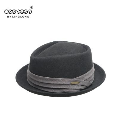 China breathable & Waterproof 100% WOOL FELT FEDORA HAT WITH wool fabric decoration for sale