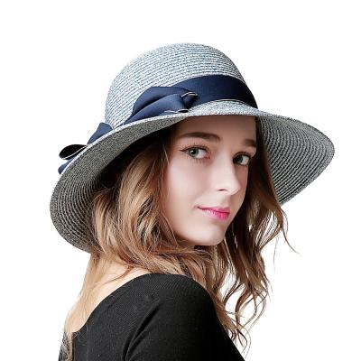 China Sun-proof; Hot Selling Eco-friendly Foldable Wide Brim Paper Straw Bucket Hat for sale