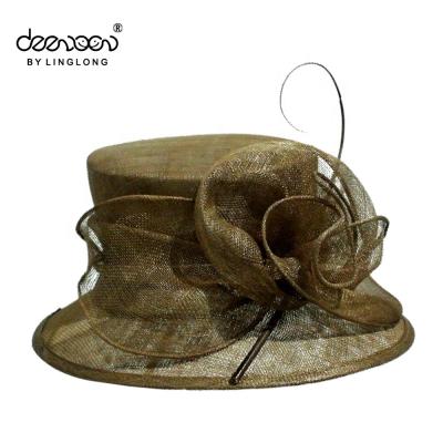 China Character Sinamay Ladies Hat For Wedding Wholesale Women Church Hat for sale