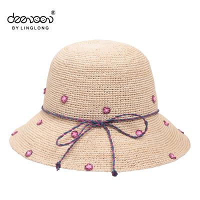 China Wholesale Image Beach Sun Straw Hats For Women Summer Raffia Crochet Lady Straw Hat for sale