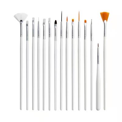 China Eco-friendly 15pcs set white color Nylon Hair wood Handle Oil Acrylic artist brushes for sale