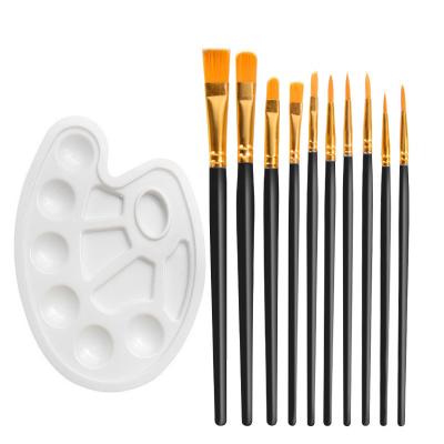 China Eco-friendly black 11-piece set of oil brush palette plastic art watercolor gouache painting brush for sale