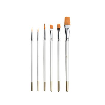 China Eco-friendly 15pcs set white color handle round flat Nylon Hair wood Handle Oil Acrylic artist brushes for sale