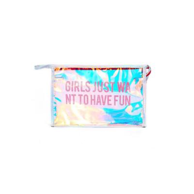 China Best Selling Soft Goods Using Pink Holographic PVC Makeup Laser PVC Bag for sale