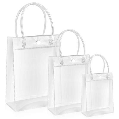 China 100% Custom Eco-friendly PVC Transparent Waterproof Portable Shopping Bag Promotional Gifts Packing Tote Bag With Handle Handbag With Own Logo for sale