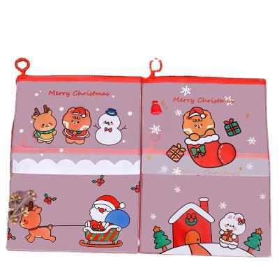 China Custom Christmas Santa Zipper Zipper Slider Waterproof PVC Tote Bag Pouch For Gift Wrapping Bag With Ring Pull Xmas for sale