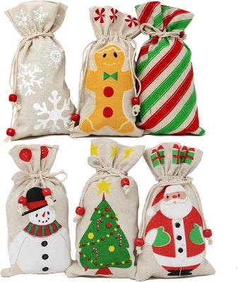 China Gift Sack Christmas Canvas Gift Drawstring Bags Assortment For Gifts Treats Santa Sack for sale