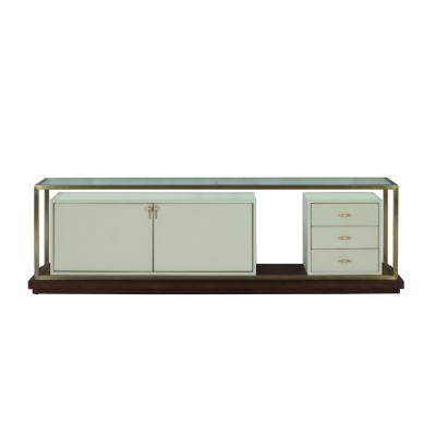 China Extendable Chinese Modern Walnut Ultrawhite Glass Top Set Modern Wood TV Stand for sale