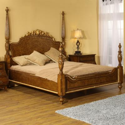 China High Quality And Best Price Luxury Style King Size Bed Carved Poster Bed With Carved Poster Bed for sale