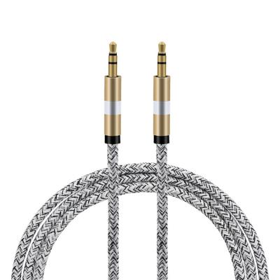 China Speaker premium nylon braided male to aux cable. Mobile Cable Funicular Audio 3.5mm Aux. loudspeaker male for the phone for sale