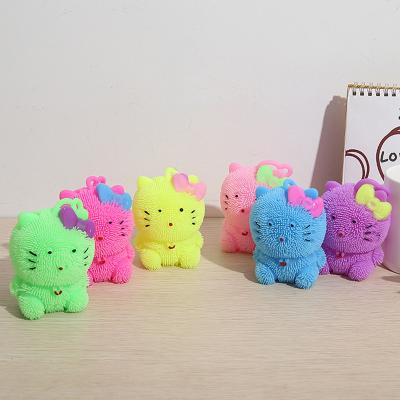 China Funny Anxiety Relife Toy High Quality Anti Stress Tpr kitten Shape Children's Light Up Squeeze Toys for sale