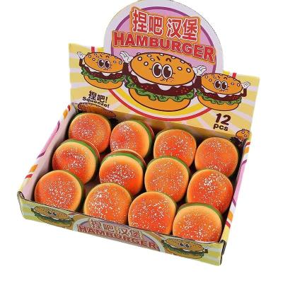 China Funny Anxiety Relife Toy Wholesale Tpr Material Simulation Hamburger Flour Stuffed Squeezing Toy for sale