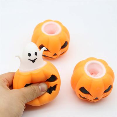 China Funny Anxiety Relife Toy Hot Selling Halloween Funny Pumpkin Ghost Squeeze Relaxing Toys For Gift for sale