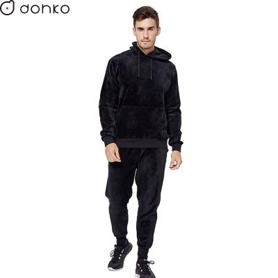 China custom Anti-wrinkle velor tracksuit fleece velor hoodie and pants medium weight tracksuit for sale