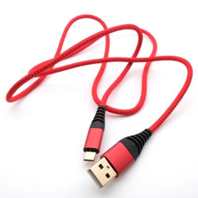 China MP3/MP4 Player Jacket Red Nylon Braided Gold Plated 3A Fast Power Charging Universal Micro USB Data Transmission Cable For Phone for sale