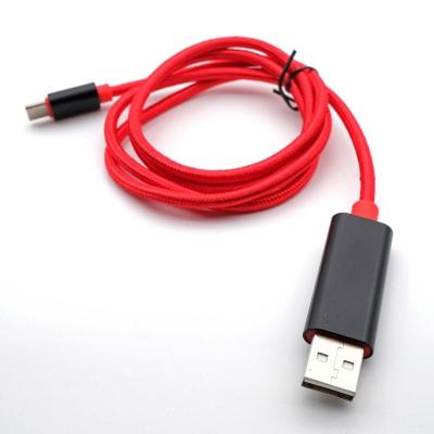 China High Quality Gold Plating Aluminum Shell And Voltage Display MP3/MP4 Player Tape Wire 3A Fill Current USB Red Braided Type Ccable for sale