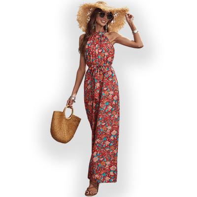 China 2022 wholesale high quality summer style women's one-piece printed fashion jumpsuit loose casual loose anti-pilling new for sale