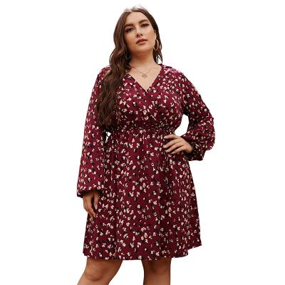 China Original Factory Wholesale Casual Dresses Anti-Static Plus Size Women Dress Chiffon Polyester Printing Plus Size Dresses For Fat Women for sale