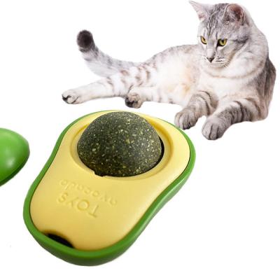 China New Arrival Viable Pet Cat Mint Toy Ball Avocado Shape 2022 Rotating Catnip Cat Toy for sale