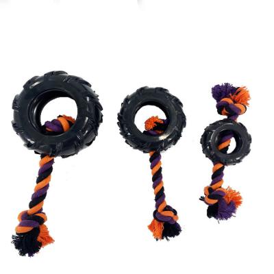 China High Quality Viable Dog Toy Lightning Tires Shape TPR Rubber Dog Chew Rope Toy for sale