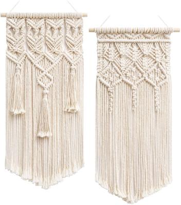 China Bohemian Chic 2 Pcs Cute Macrame Woven Wall Hanging Geometric Boho Home Art Decor / Decorative for sale