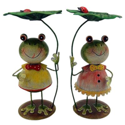 China Full Color With Unique Custom Handmade Metal Frog Outdoor Design Eco-friendly Standing Animal Decoration Garden for sale