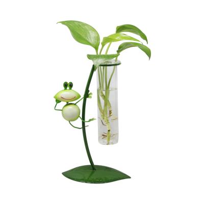 China Creative Mini Hydroponic Europe Planter Animals Plant Greenhouse Stand Desktop Glass Vase Home Decor Tube Planter Vase for sale