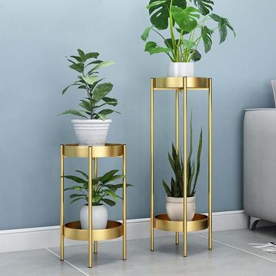 China Creative small household simple double-layer modern living room near potless modern iron flower stand for sale