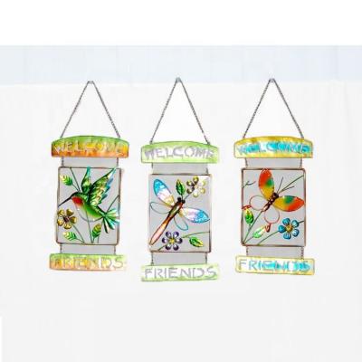 China Europe Hot Selling Exquisite Hummingbird Dragonfly Butterfly Glass Wall Hanging Indoor Home Decoration for sale