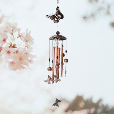 China Modern Outdoor Waterproof Outdoor Decor Garden Metal Butterfly Solar Wind Chimes for sale