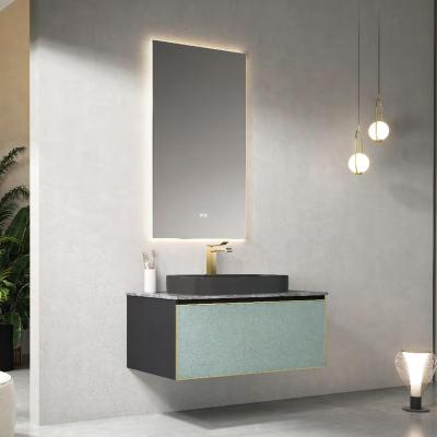 China Modern Australian Wall Mounted Ceramic Bathroom Cabinet Wash Basin Vanity With LED Mirror With Best Rated for sale