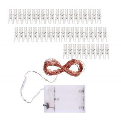 China 20LEd Copper Wiring Christmas Mini Fairy Card Photo Pegs 2M Led Clip String Lights For Christmas Home Decor for sale