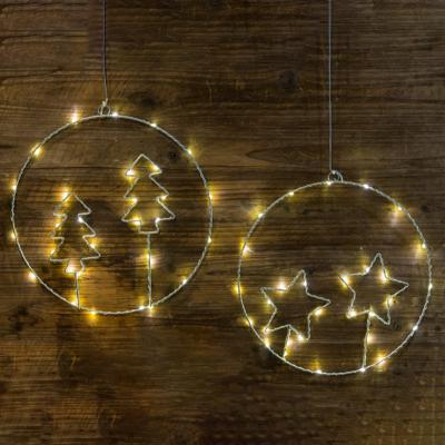 China Metal color can be change Kanlong 30cm metal hanging circle twinkle modern rantom led wall decoration home battery cable micro light for sale