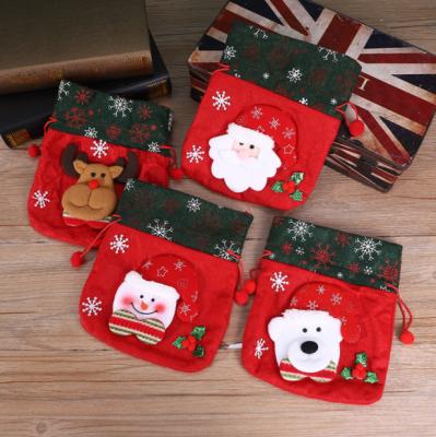 China Xmas Christmas Brushed Cloth Candy Wrapping Bag Kids Gift Candy Bag Apple Bag Christmas Ornaments for sale