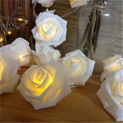 China Pretty new valentines factory price romantic cheap pe rose valentines wedding fabrics fabric rose flower string fairy light for sale