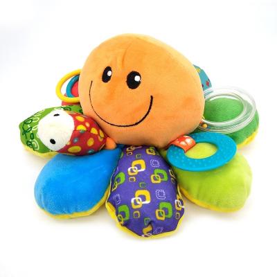 China Eco-friendly multi-function colorful octopus rattle toy baby teether shaker toys for sale