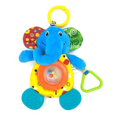 China Eco - Friendly Design Colorful Plush Elephant Rattle Soft Teether Toys for sale