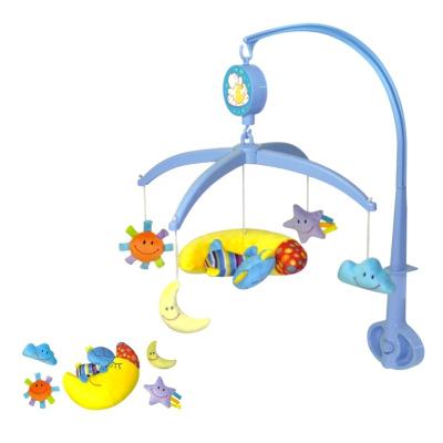 China New Eco-friendly Style Plastic Wind Up Musical Mobile With Soft Plush Cloud Star Moon Sun Shaped Baby Crib Hanging Toys for sale