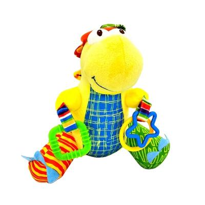 China Eco-friendly hanging toy and teether stuffed plush toy rattle multifunctional dinosaur for baby for sale