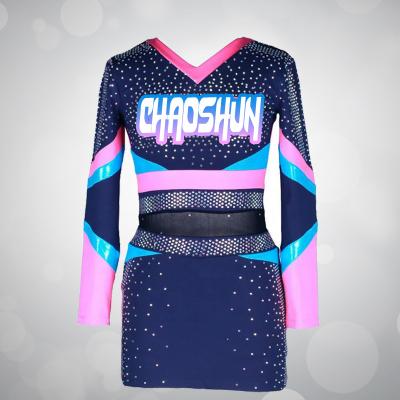 China Custom Wicking Uniform Sublimation Rhinediamond Gift Youth Girl Dance Cheerleading Costume for sale