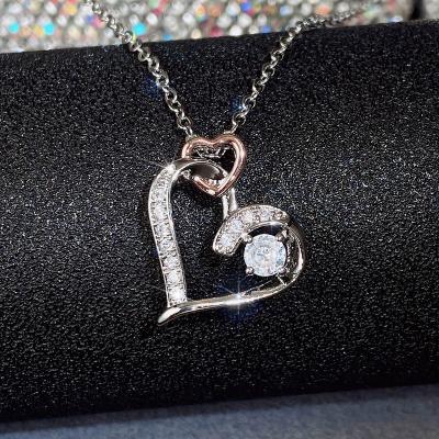 China Rose Gold CLASSIC Zircon Love Heart Pendant Necklace For Women Fashion Jewelry for sale