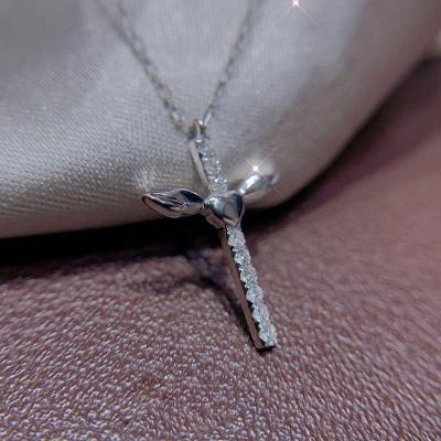 China New Angel Wings Cross Necklace Fashion Retro Clavicle Chain Simple Female Temperament Soft Party Birthday Gift for sale