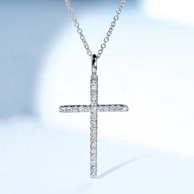 China New Arrival CLASSIC High Quality White Zircon Necklace Cross Diamond Necklace Sparkling Fine Jewelry Pendant Gift for sale