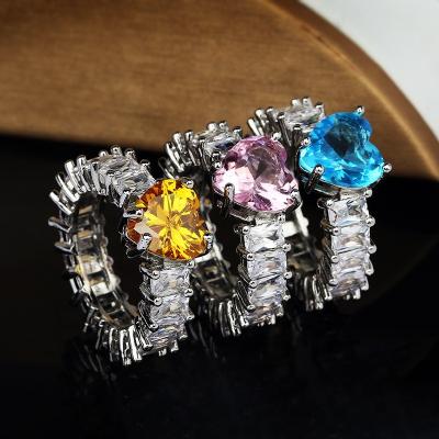 China CLASSIC Luxury Heart Shaped Zircon Rings For Women Bride Wedding Valentine's Day Noble Anniversary Jewelry Gifts for sale