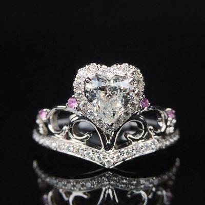 China New CLASSIC Women Fashion Rings Crown Shaped Heart Cubic Zircon Trendy Accessories For Party Valentines Love Gift Jewelry for sale